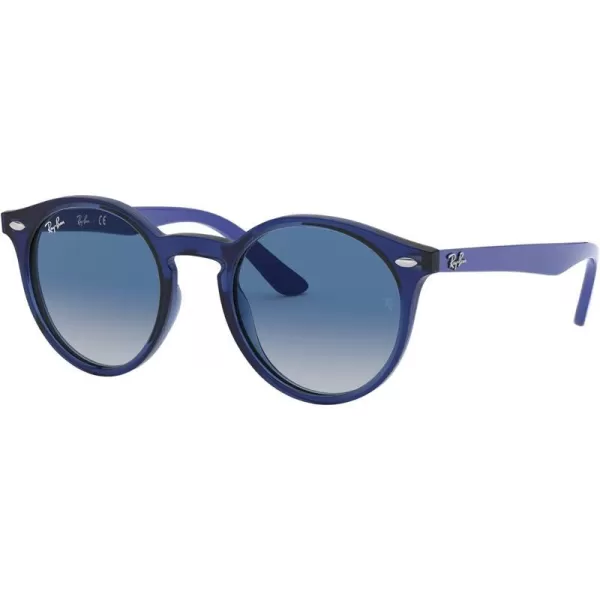 RayBan Junior Kids RJ9064s Round SunglassesTransparent BlueLight Grey Gradient Dark Blue