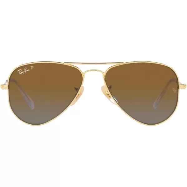 RayBan Junior Kids Rj9506s Metal Aviator SunglassesGoldBrown Gradient Polarized