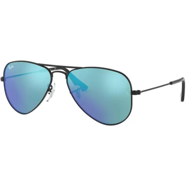 RayBan Junior Kids Rj9506s Metal Aviator SunglassesMatte BlackBlue Flash