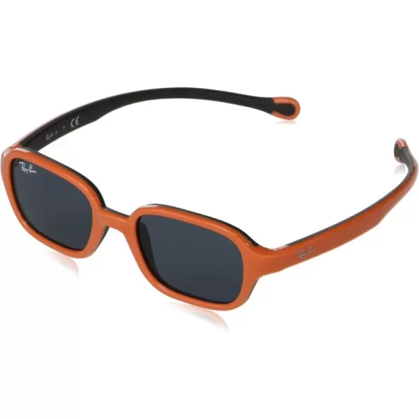 RayBan Junior RJ9074S Rectangular Sunglasses Orange On Rubber BlackDark Grey 39 mmRayBan Junior RJ9074S Rectangular Sunglasses Orange On Rubber BlackDark Grey 39 mm