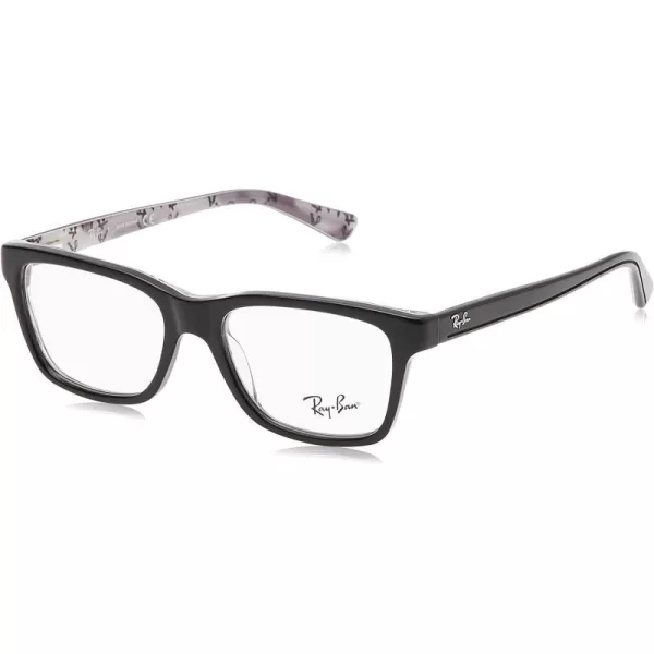 RayBan Junior RY1536 Square Prescription Eyeglass Frames Black On Texture Grey BlackDemo Lens 48 mmRayBan Junior RY1536 Square Prescription Eyeglass Frames Black On Texture Grey BlackDemo Lens 48 mm