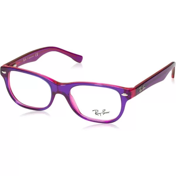 RayBan Junior RY1555 Square Prescription Eyeglass Frames Violet On Fuchsia FluorescentDemo Lens 48 mmRayBan Junior RY1555 Square Prescription Eyeglass Frames Violet On Fuchsia FluorescentDemo Lens 48 mm