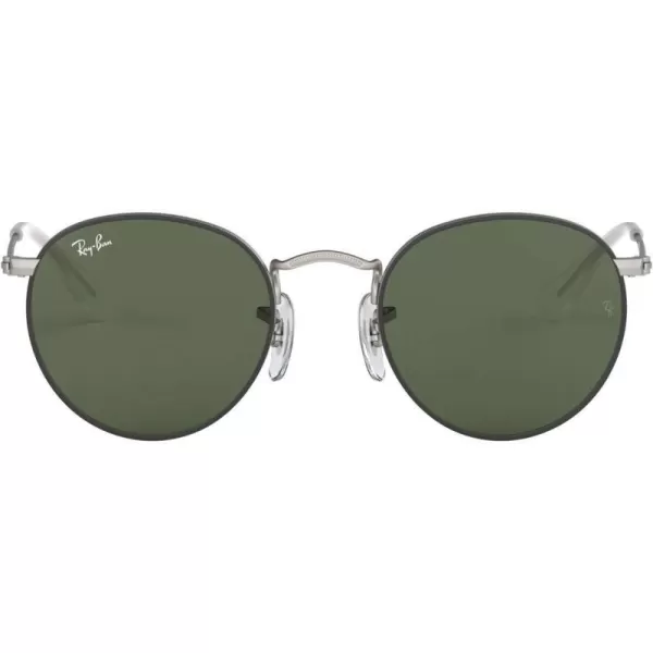 RayBan Junior Rj9547s Metal Round Sunglasses Rubber Black on SilverDark Green 44 mmRayBan Junior Rj9547s Metal Round Sunglasses Rubber Black on SilverDark Green 44 mm