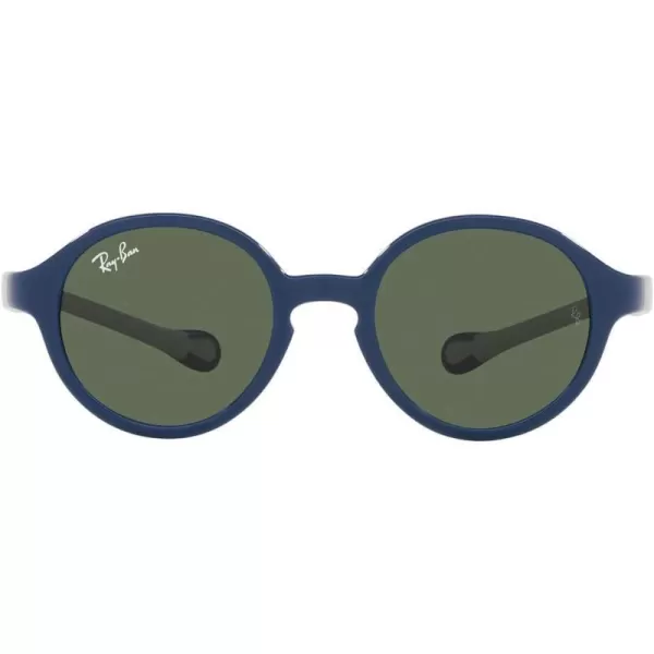 RayBan Kids Rj9075s Round SunglassesBlue on Rubber GreyDark Green