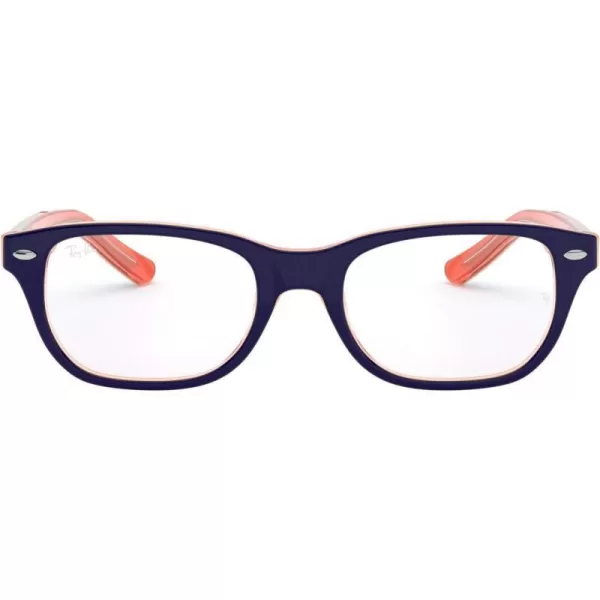 RayBan Kids Ry1555 Square Prescription Eyeglass FramesBlue on Transparent OrangeDemo Lens