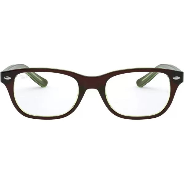 RayBan Kids Ry1555 Square Prescription Eyeglass FramesBrown on Green FluorescentDemo Lens