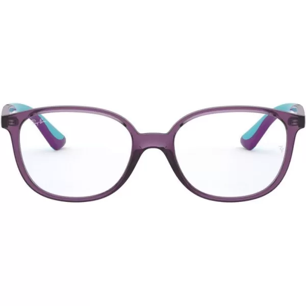 RayBan Kids Ry1598 Square Prescription Eyeglass FramesTransparent VioletRubber Light BlueDemo Lens