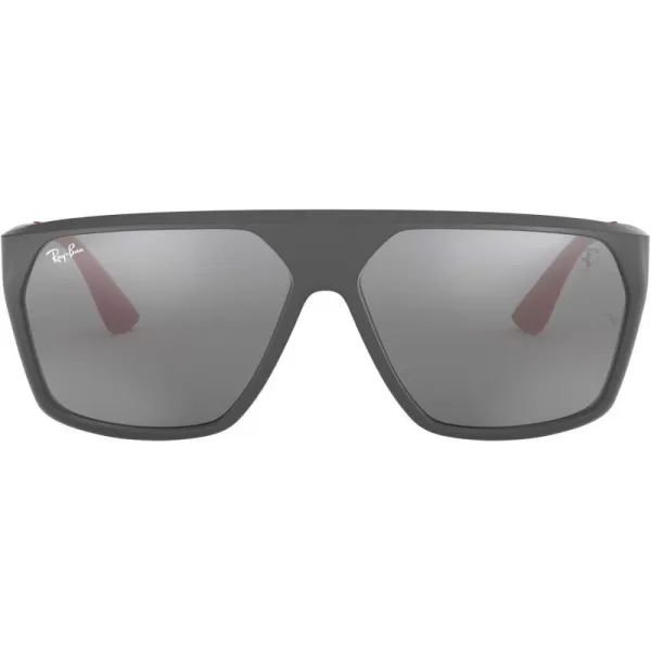 RayBan Mens RB4309m Scuderia Ferrari Collection Square SunglassesMatte GreyGrey Mirrored Silver