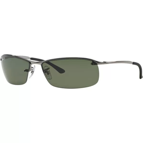 RayBan Mens Rb3183 Rectangular SunglassesGunmetalPolarized Green