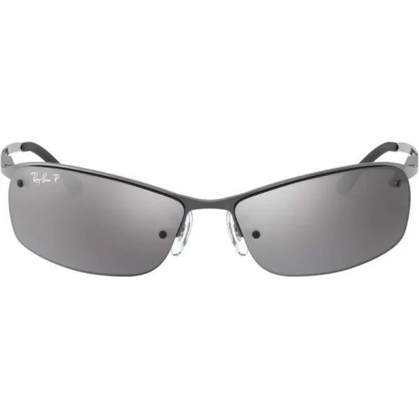 RayBan Mens Rb3183 Rectangular SunglassesGunmetalPolarized Grey Mirrored Gradient Silver