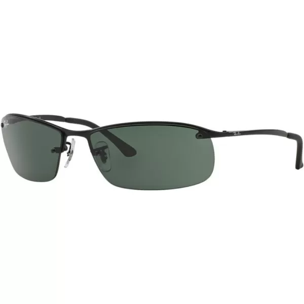 RayBan Mens Rb3183 Rectangular SunglassesMatte BlackDark Green