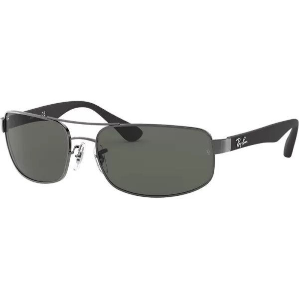 RayBan Mens Rb3445 Rectangular SunglassesGunmetalDark Green