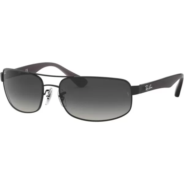 RayBan Mens Rb3445 Rectangular SunglassesMatte BlackLight Grey Gradient Dark Grey