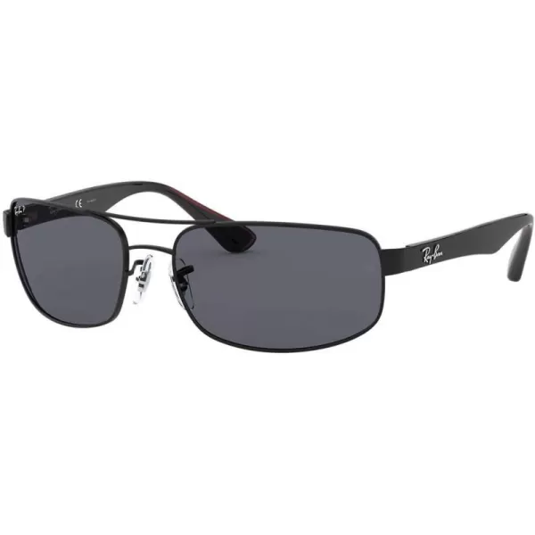 RayBan Mens Rb3445 Rectangular SunglassesMatte BlackPolarized Dark Grey