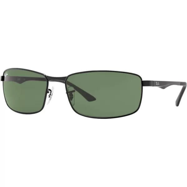 RayBan Mens Rb3498 Rectangular SunglassesBlackDark Green