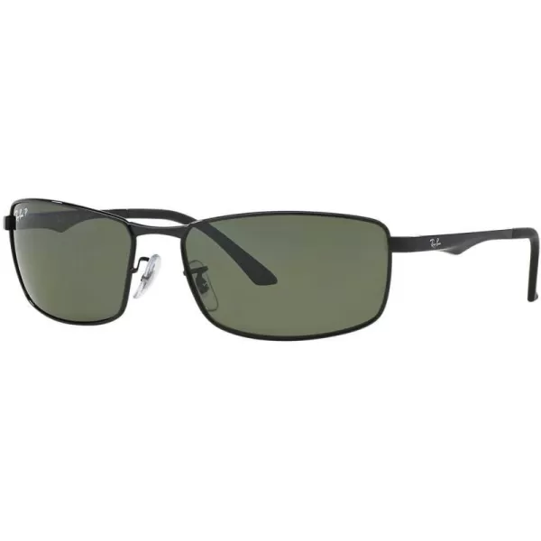 RayBan Mens Rb3498 Rectangular SunglassesBlackPolarized Green