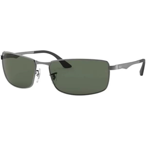 RayBan Mens Rb3498 Rectangular SunglassesGunmetalGreen