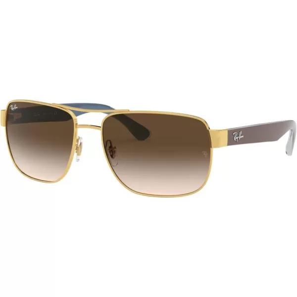 RayBan Mens Rb3530 Square SunglassesGoldBrown Gradient Dark Brown