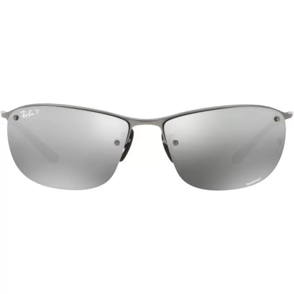 RayBan Mens Rb3542 Chromance Rectangular SunglassesMatte GunmetalPolarized Grey Mirrored Silver