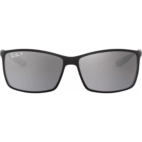 RayBan Mens Rb4179 Liteforce Square SunglassesMatte BlackPolarized Grey Mirrored Gradient Silver