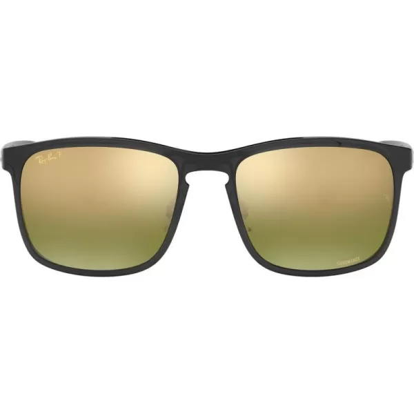 RayBan Mens Rb4264 Chromance Square SunglassesGreyPolarized Green Mirrored Gold Gradient