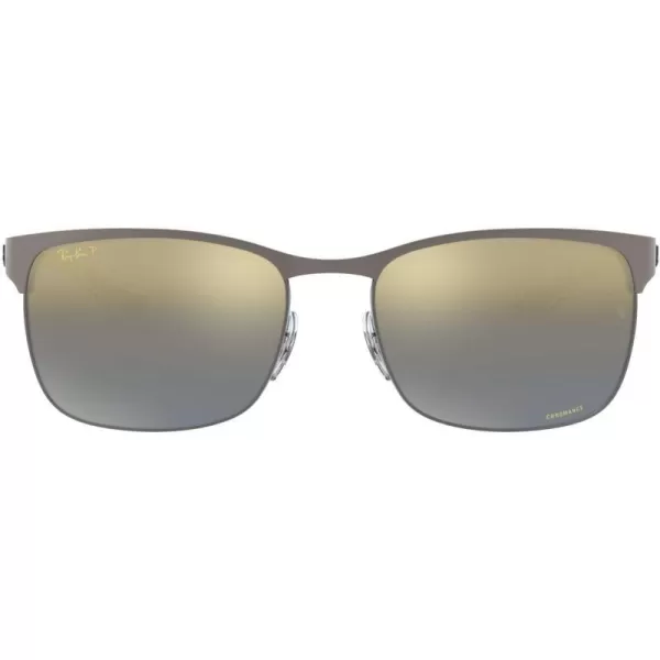 RayBan Mens Rb8319ch Chromance Square SunglassesGunmetal on Matte GunmetalPolarized Blue Mirrored Gold Gradient