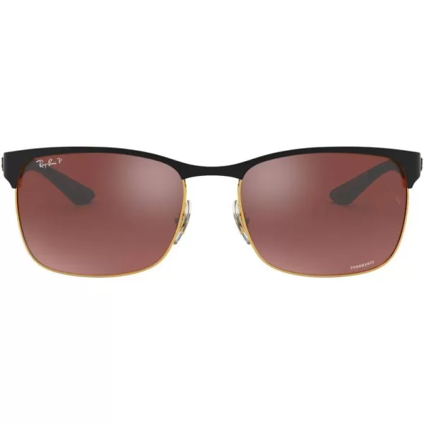 RayBan Mens Rb8319ch Chromance Square SunglassesMatte Black on GoldPolarized Red Mirrored Grey Gradient