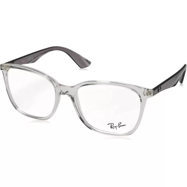 RayBan Mens Rx7066 Square Prescription Eyeglass FramesTransparent on GreyDemo Lens