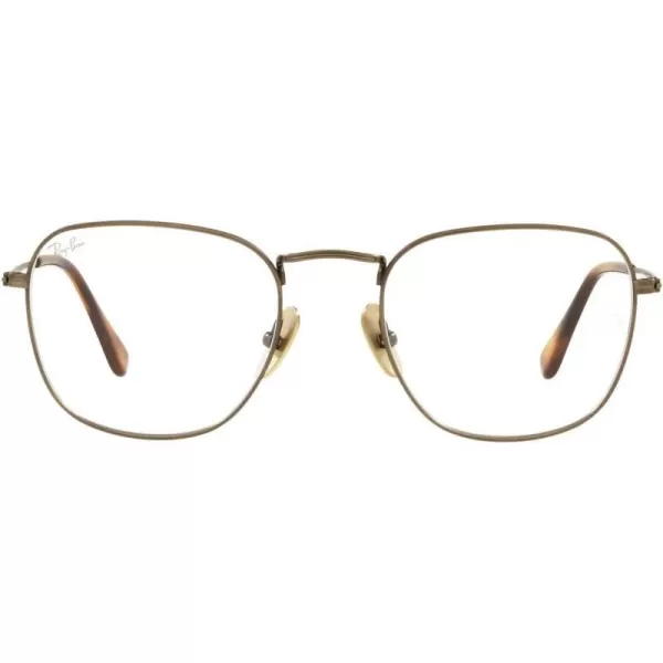 RayBan Mens Rx8157v Frank Titanium Square Prescription Eyewear FramesDemigloss Antique GoldDemo Lens