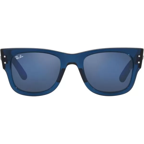 RayBan RB0840s Mega Wayfarer Square SunglassesTransparent Dark BlueGrey Mirrored Blue