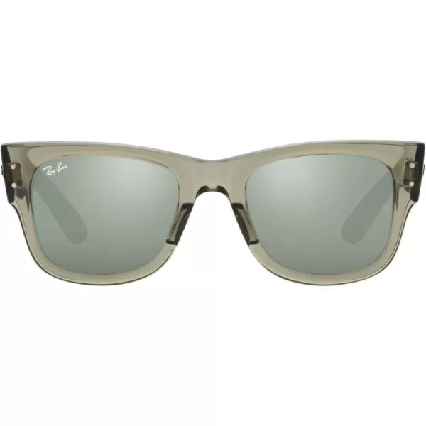 RayBan RB0840s Mega Wayfarer Square SunglassesTransparent GreenGrey Mirror