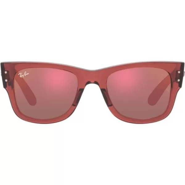 RayBan RB0840s Mega Wayfarer Square SunglassesTransparent PinkBrown Mirrored Dark Red