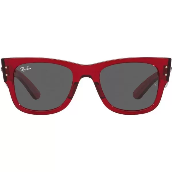 RayBan RB0840s Mega Wayfarer Square SunglassesTransparent RedDark Grey