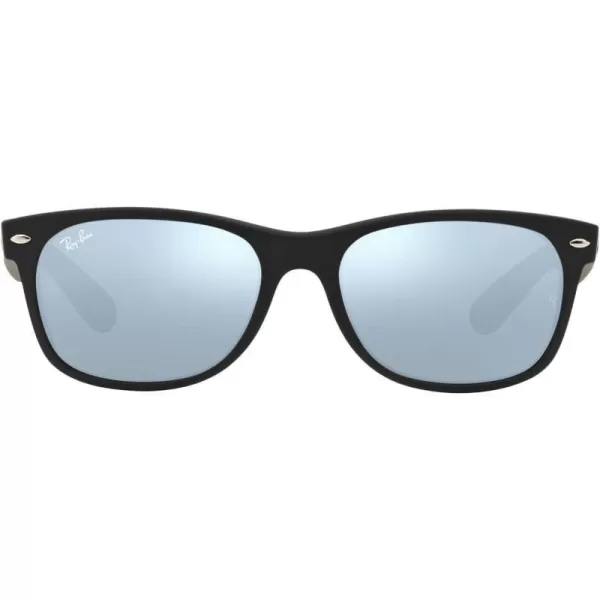 RayBan RB2132 New Wayfarer Mirrored Square SunglassesRubber BlackLight Green Mirrored Silver