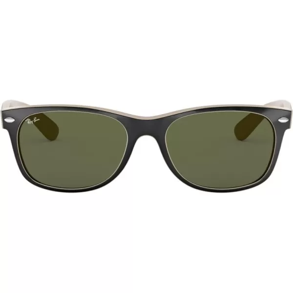 RayBan RB2132 New Wayfarer Mirrored SunglassesBlack on BeigeG15 Green Green