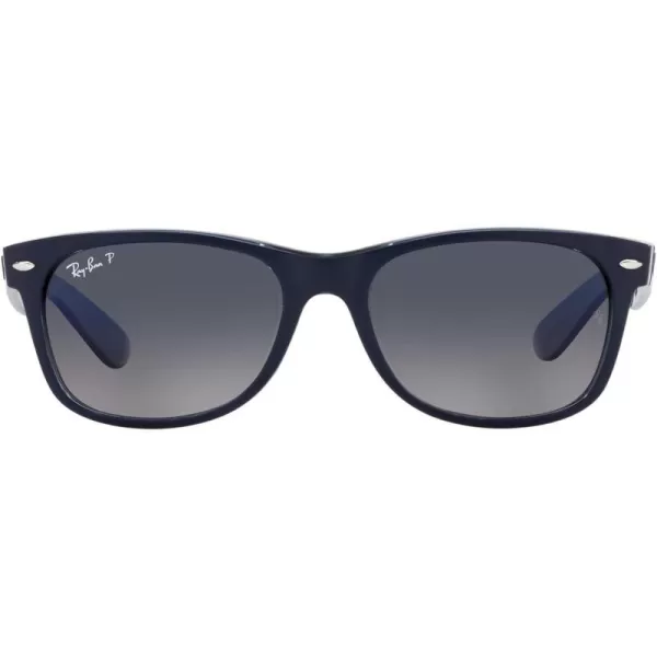 RayBan RB2132f New Wayfarer Asian Fit SunglassesMatte Blue on Transparent BluePolarized Gradient Blue