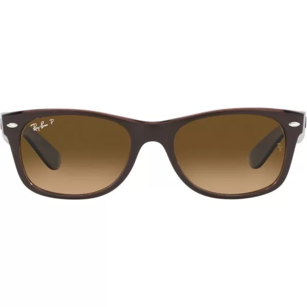 RayBan RB2132f New Wayfarer Asian Fit SunglassesMatte Brown on Transparent BrownBrown Gradient Polarized