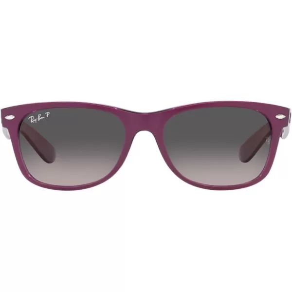 RayBan RB2132f New Wayfarer Asian Fit SunglassesMatte Violet on Transparent VioletGrey Gradient Polarized