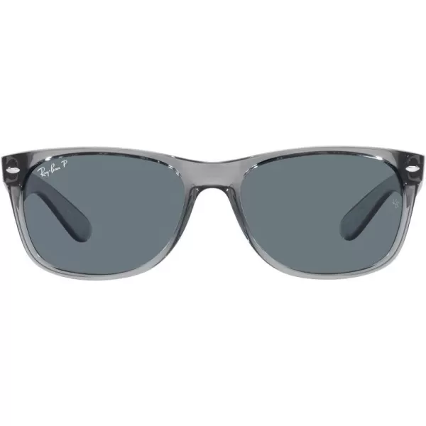 RayBan RB2132f New Wayfarer Asian Fit SunglassesTransparent GreyDark Blue Polarized