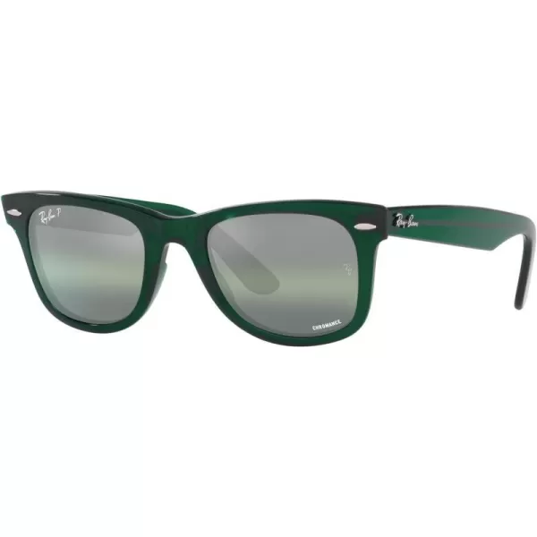 RayBan RB2140 Original Wayfarer Square SunglassesRb2140 Original Wayfarer Polarized Transparent GreenDark Green Mirrored Polarized