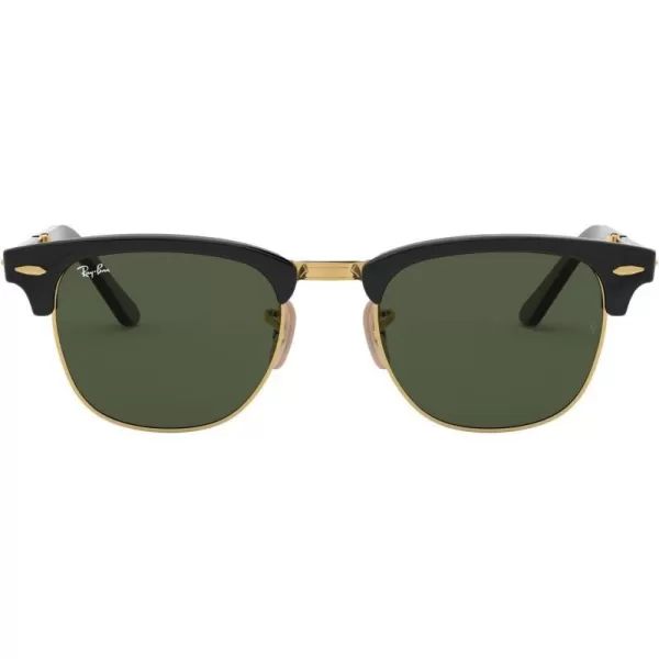 RayBan RB2176 Clubmaster Folding Square SunglassesBlackG15 Green