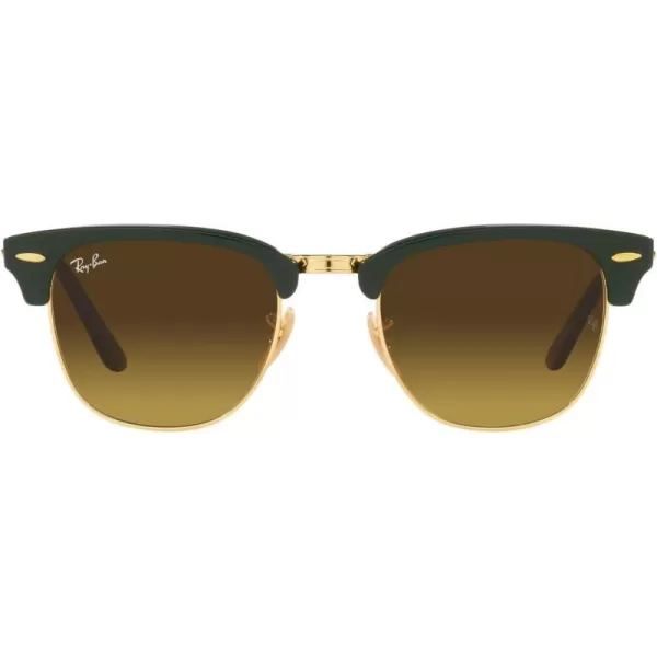 RayBan RB2176 Clubmaster Folding Square SunglassesGreen on GoldBrown Gradient