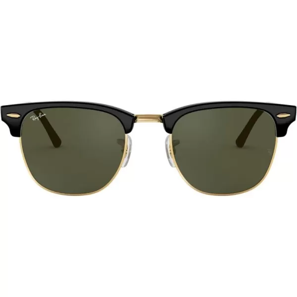 RayBan RB3016 Clubmaster Square SunglassesBlack on GoldG15 Green