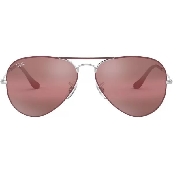 RayBan RB3025 Classic Evolve Photochromic Aviator SunglassesMatte Bordeaux on SilverPurple Bimirrored Grey Photochromic