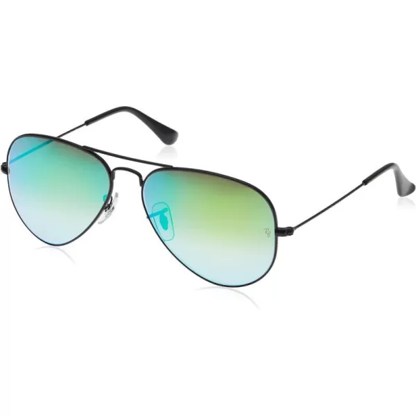 RayBan RB3025 Classic Mirrored Aviator SunglassesBlackGrey Gradient Mirror Green