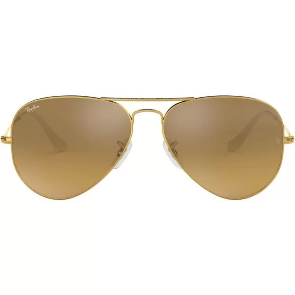 RayBan RB3025 Classic Mirrored Aviator SunglassesGold FrameBrown Mirror Gradient Lens