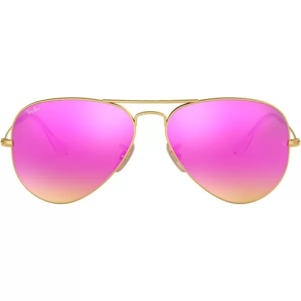 RayBan RB3025 Classic Mirrored Aviator SunglassesMatte GoldGreen Mirrored Fuchsia