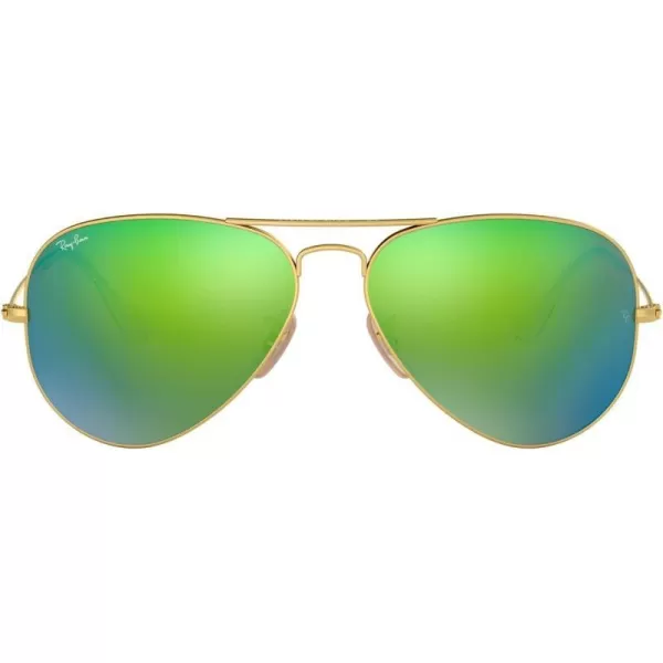 RayBan RB3025 Classic Mirrored Aviator SunglassesMatte GoldGrey Mirrored Green