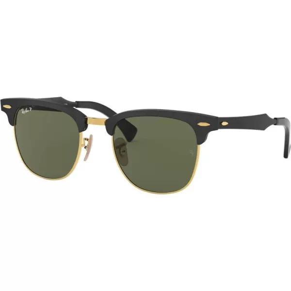 RayBan RB3507 Clubmaster Aluminum Square SunglassesBlack on GoldPolarized G15 Green