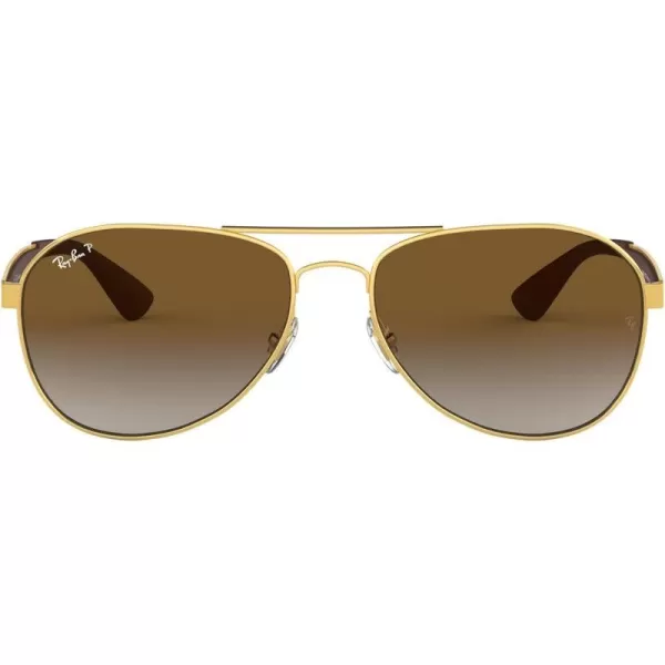 RayBan RB3549 Aviator SunglassesGoldPolarized Light Grey Gradient Brown